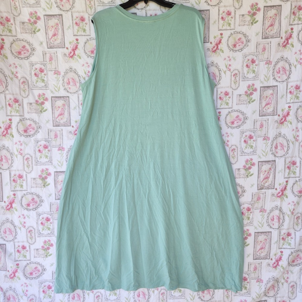 Eileen Fisher Dress 2X Plus Mint Green Tank Sleeveless Knit Minimalist Shift - Picture 4 of 6